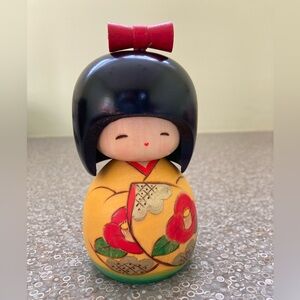Kokeshi Doll in Yellow Kimono